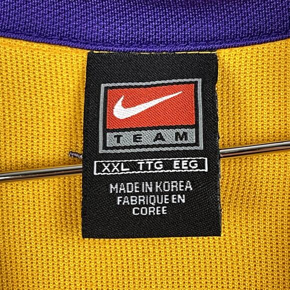 VTG Nike Team NBA Los Angeles Lakers Warmup Jersey XXL Yellow Purple LA Y2K - Picture 3 of 15